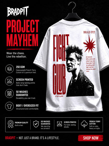 "PROJECT MAYHEM" BRAD PIT OVERZIED T SHIRT