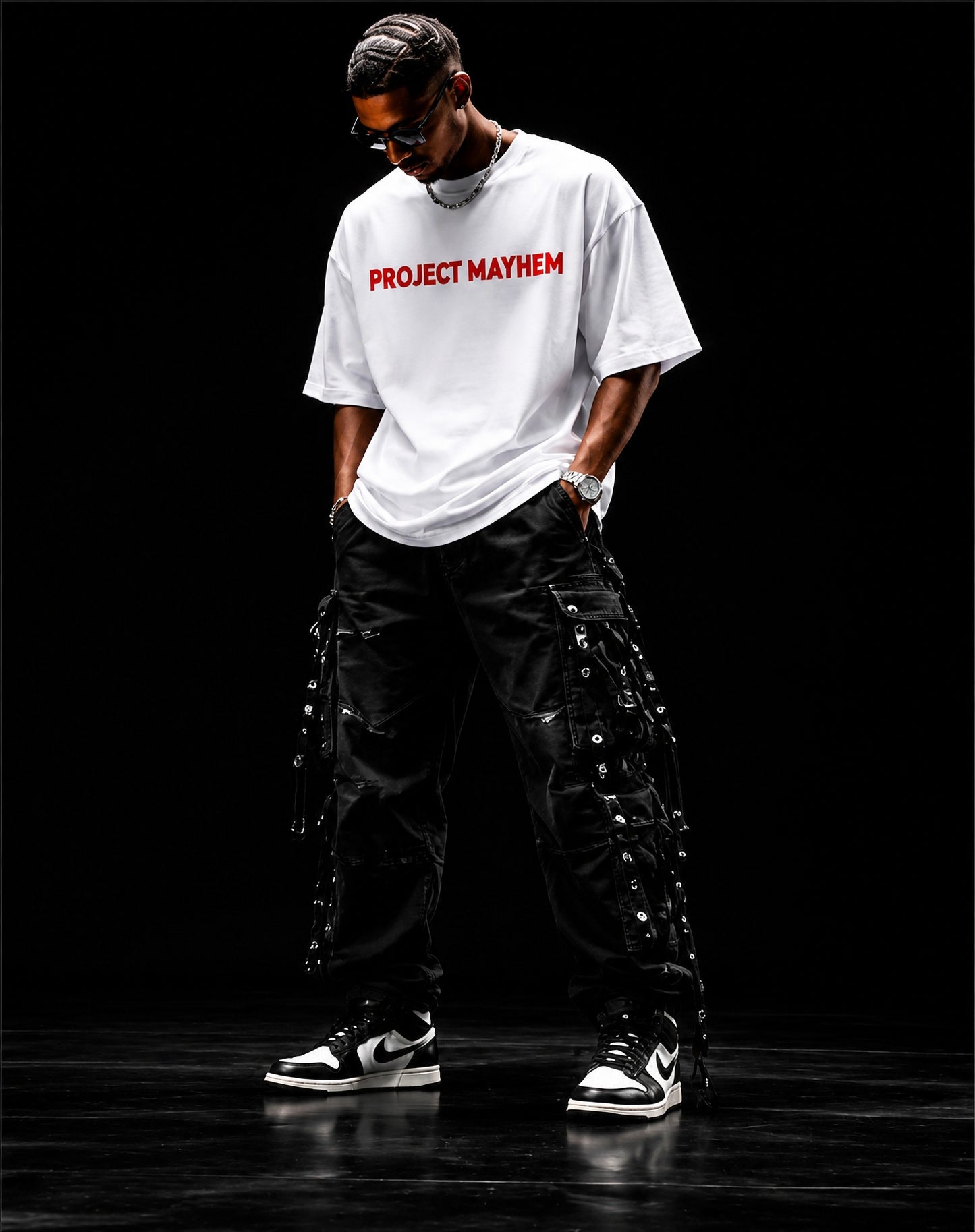 "PROJECT MAYHEM" BRAD PIT OVERZIED T SHIRT
